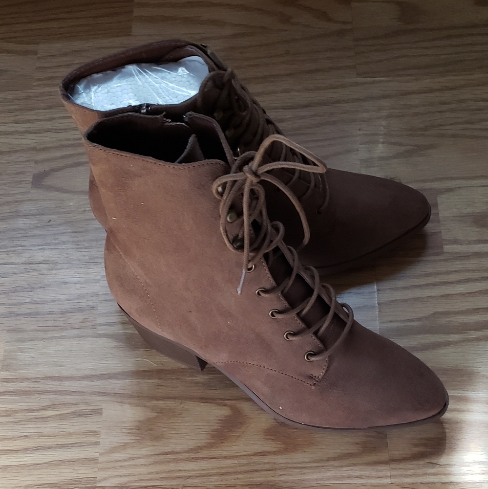 SOLD - Lulus lace up booties with side zipper